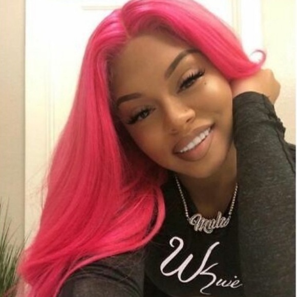 22” Straight Pink Lace Front Wig NEW